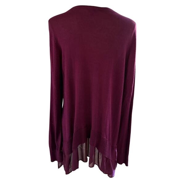 Torrid Burgundy V-Neck Long Sleeve Top Chiffon Hem Women 0 Large Fall Winter - Picture 2 of 9